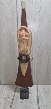 Vintage 1994 MFM Santa Sculpture Figure 13" Tall Metal Wood Christmas Holiday